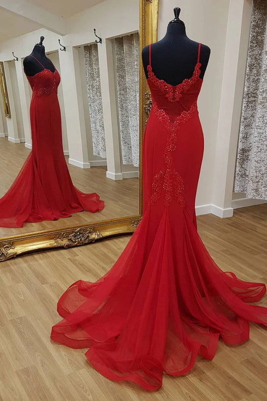 Vestido de fiesta largo de encaje con escote corazón y sirena