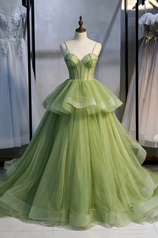 A-Line Beautiful Sweetheart Tulle Long Evening Graduation Dress Prom Dress