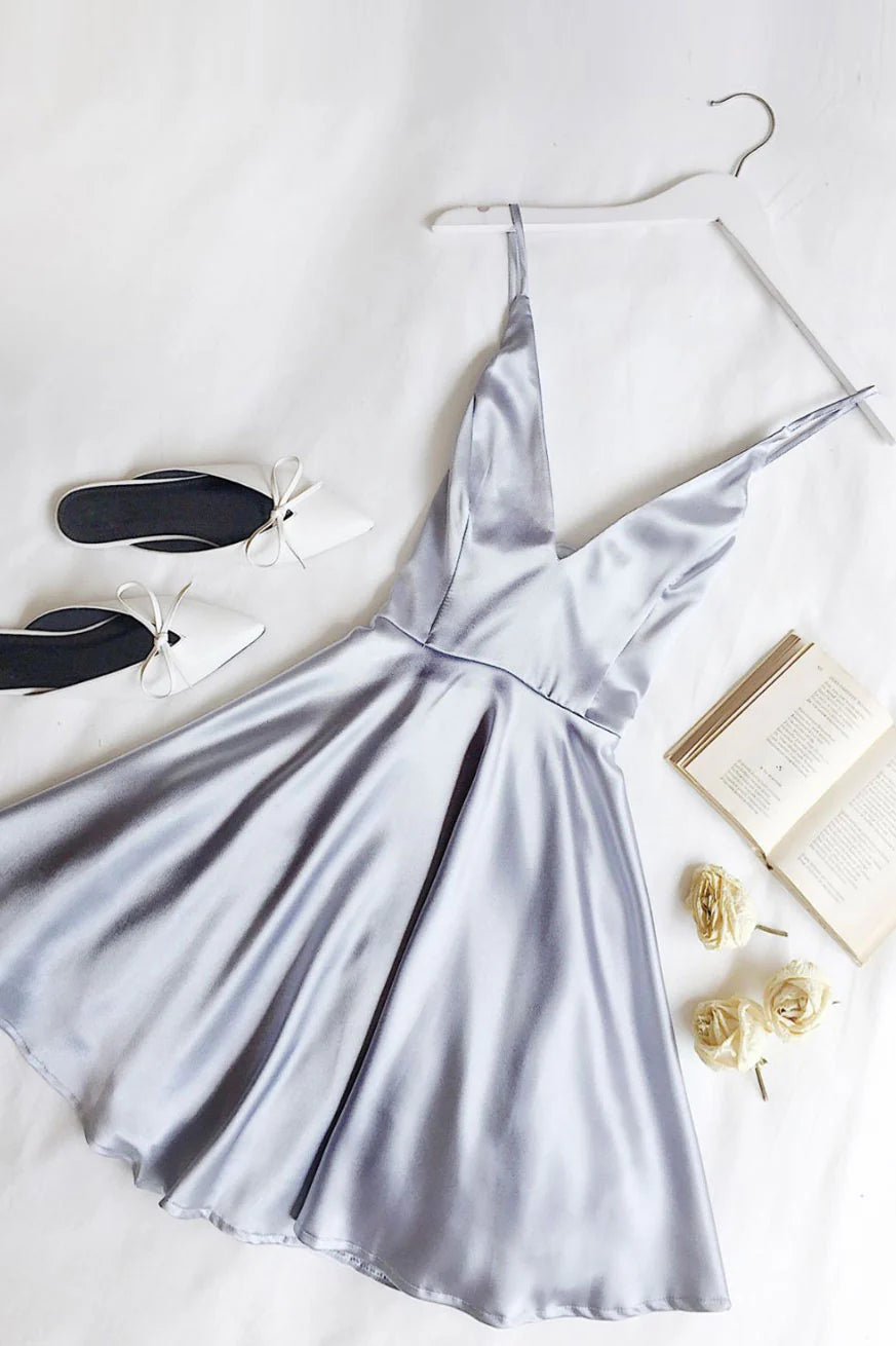 V neck short prom dress