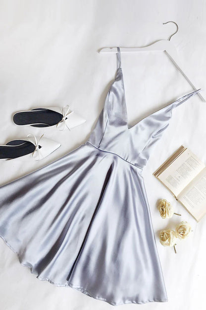 V neck short prom dress