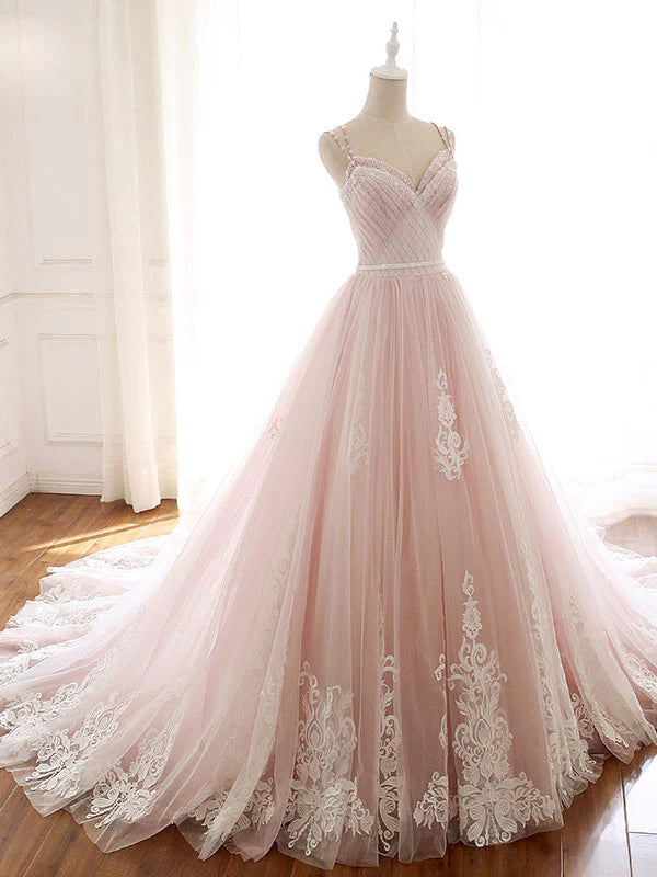 Sweetheart neck tulle long prom dress