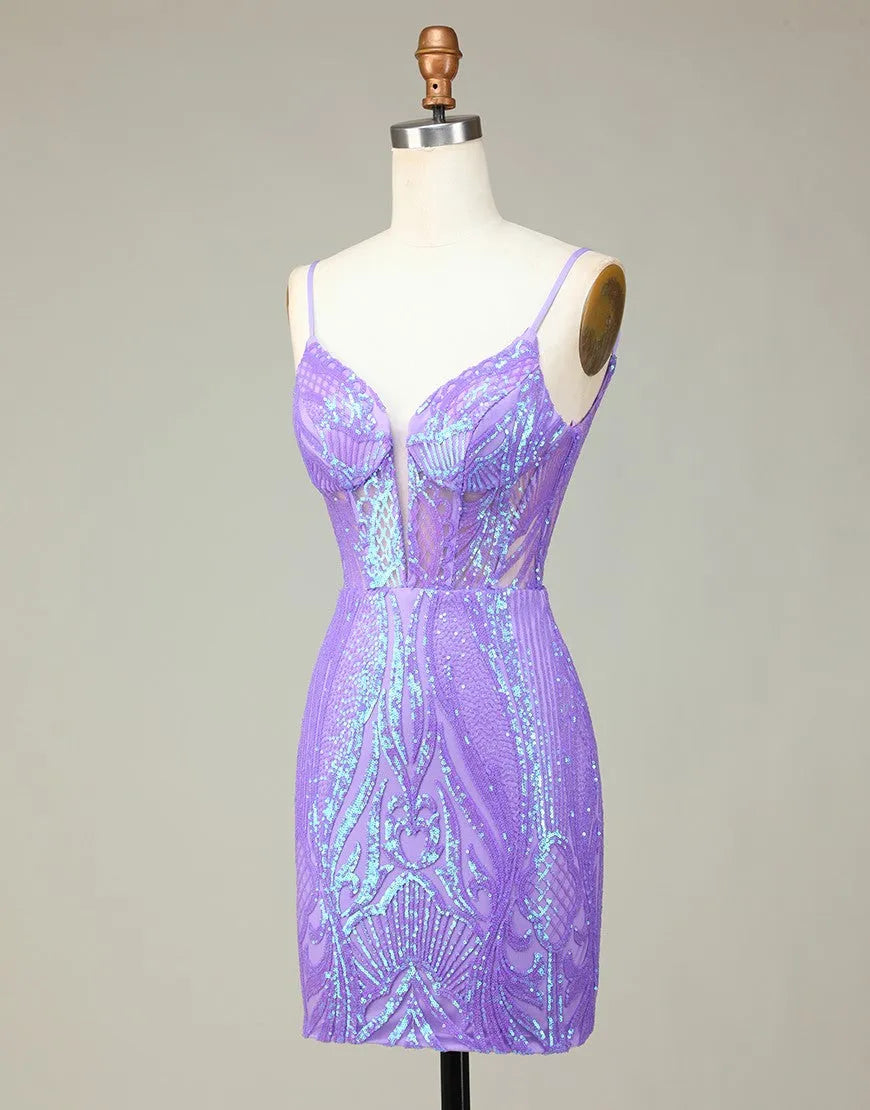 Gorgeous Corset Back Tight Glitter Homecoming Dress