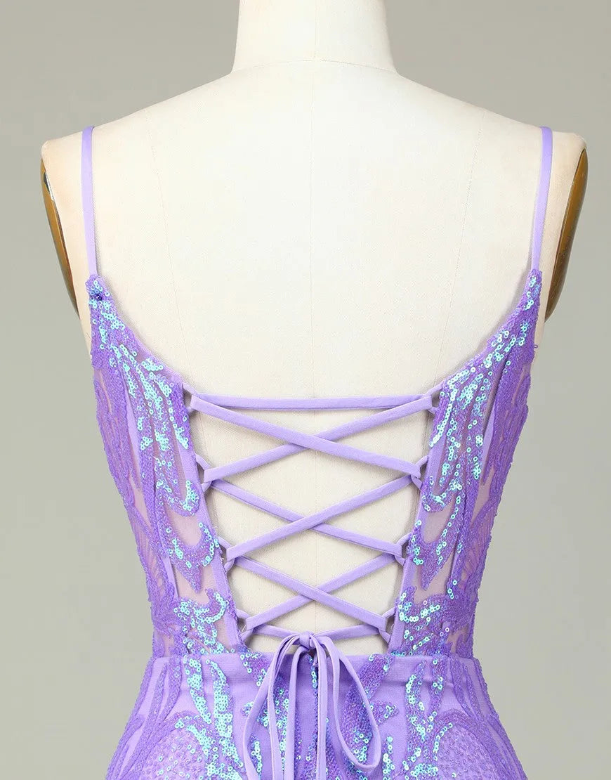 Gorgeous Corset Back Tight Glitter Homecoming Dress