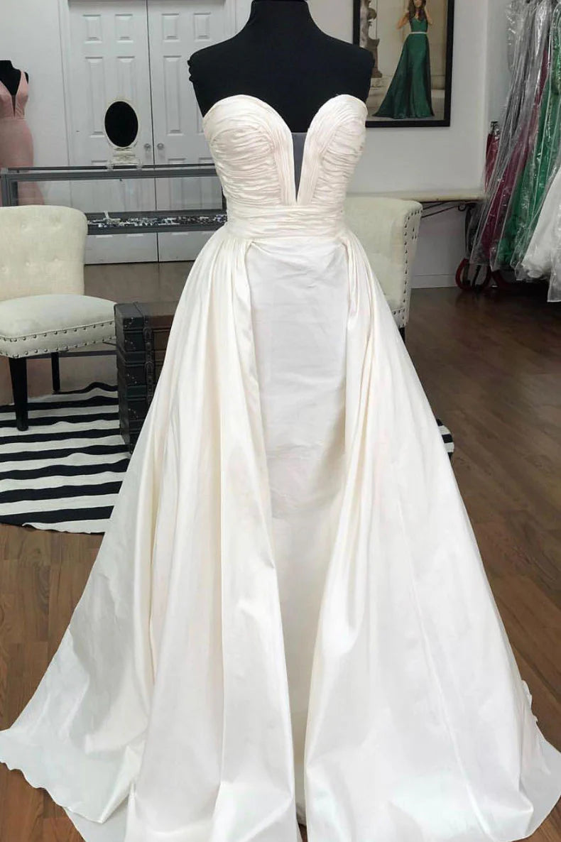 Simple satin long Wedding Dresses