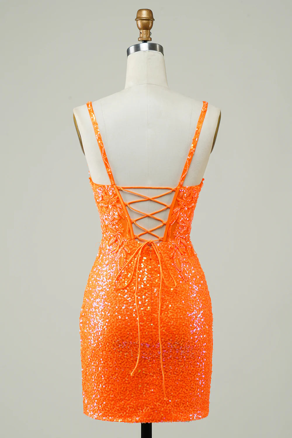 Glitter Tight Corset Lace Up Back Sequin Homecoming Dress with Beading