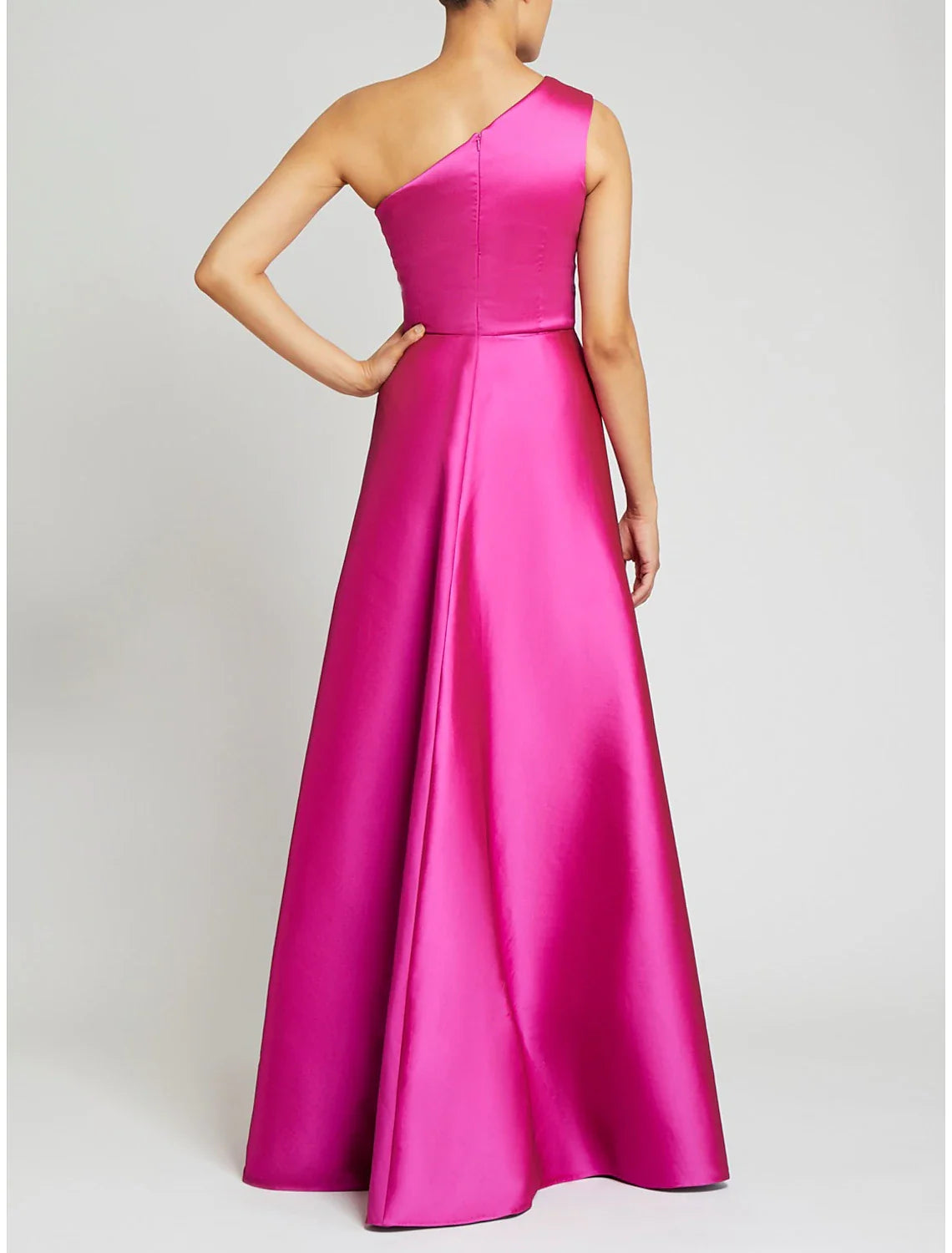 Sheath / Column Evening Gown Elegant Dress Wedding Guest Cocktail Party Floor Length Sleeveless One Shoulder Satin