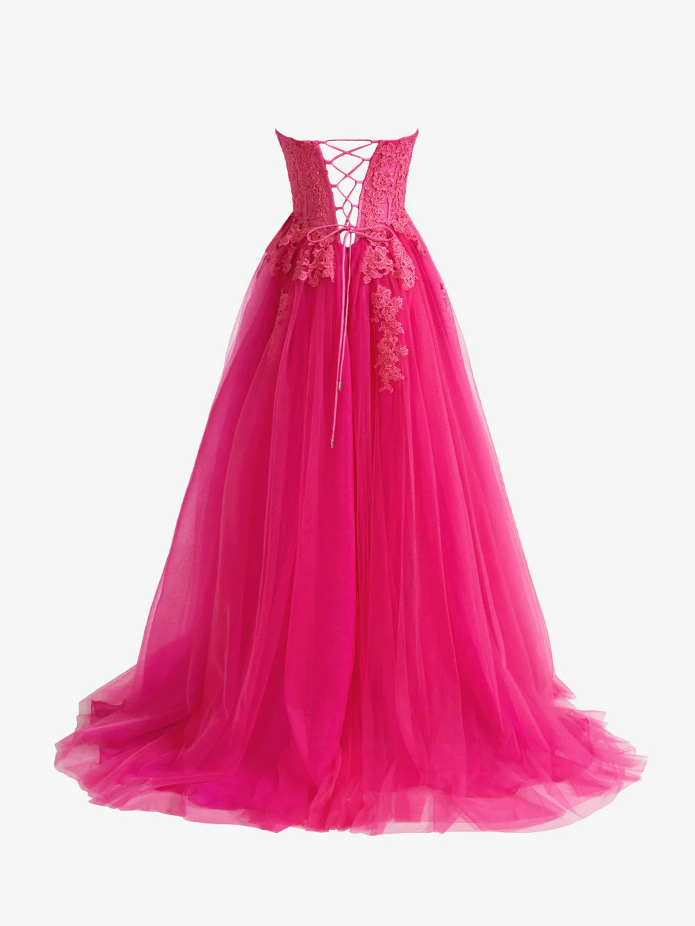 A-Linie Tüll Spitze trägerlos Langes Ballkleid