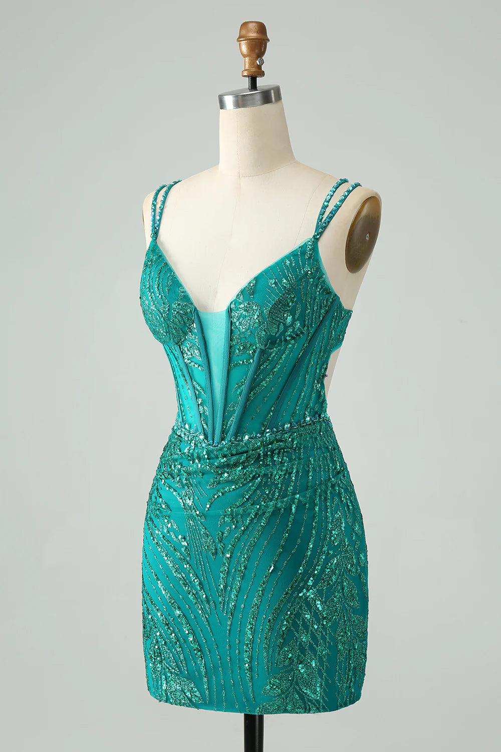 Sparkly Bodycon Corset Short Homecoming Dress with Sequins