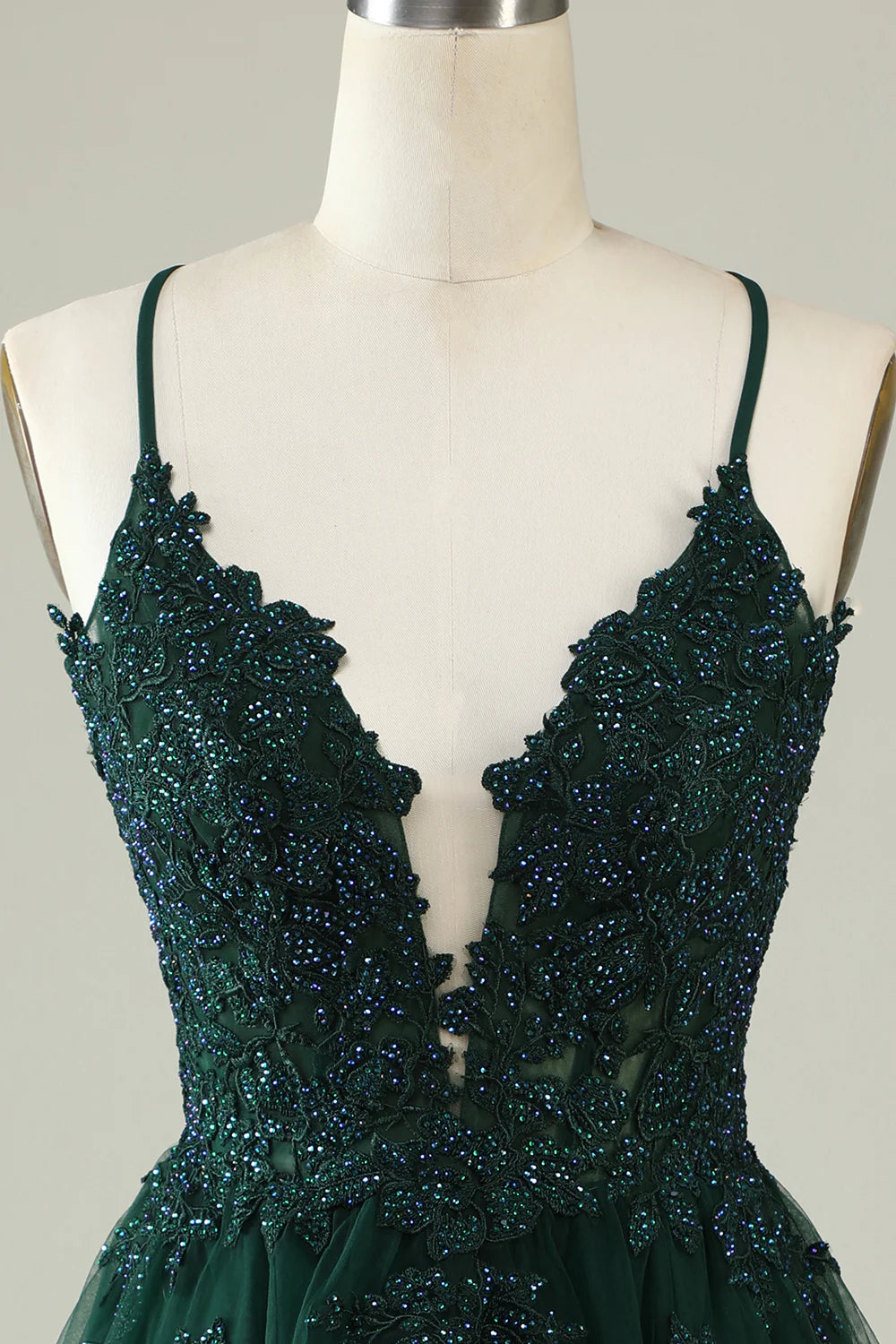 A Line Spaghetti Straps Short Homecoming Dress with Appliques