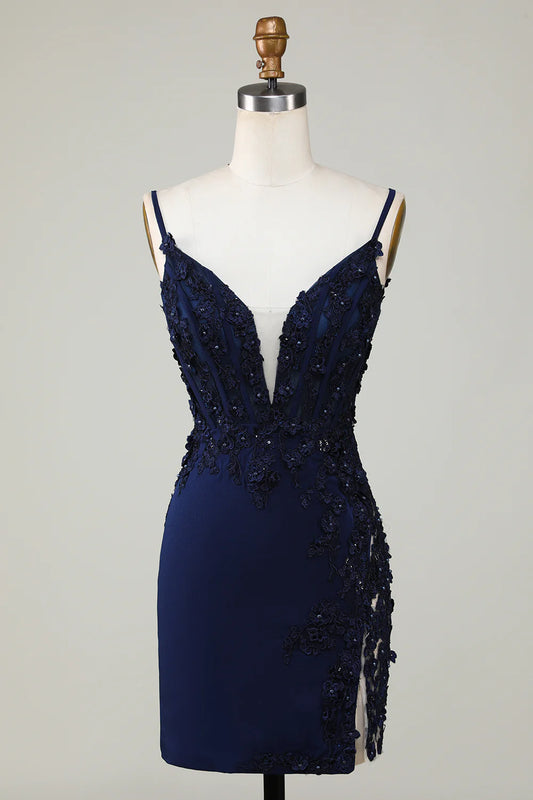 Sparkly Corset Tight Short Homecoming Dress with Lace