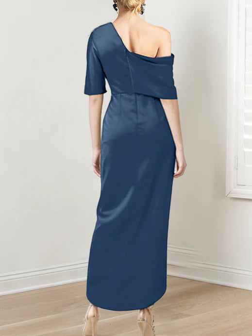 Sheath One-Shoulder Short Sleeves Asymmetrical Mother Of The Bride Dresses