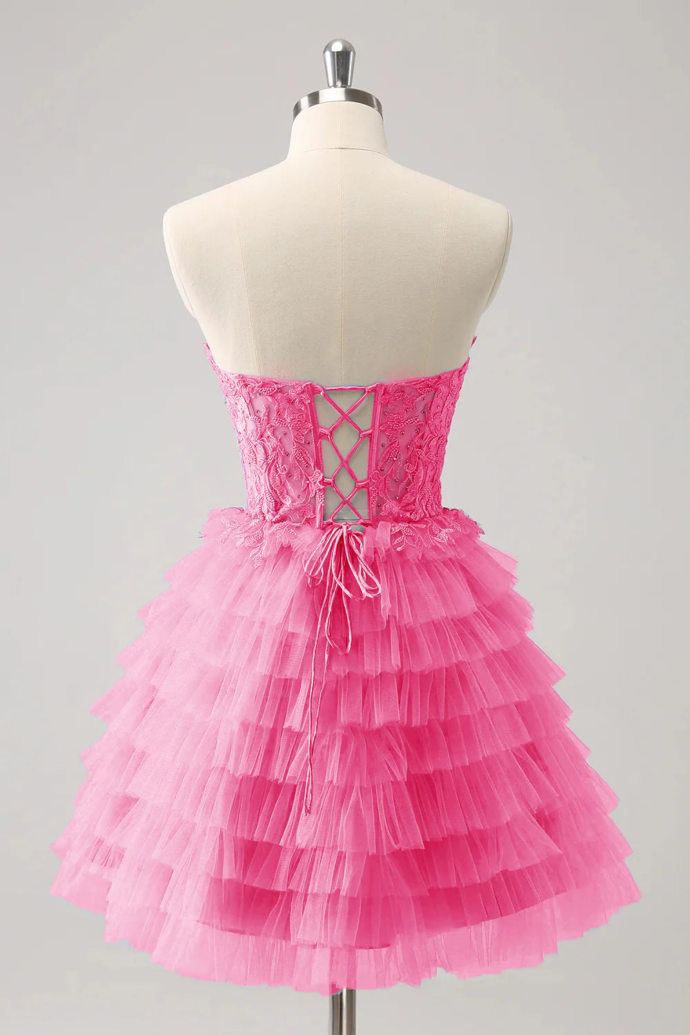 A-Line Sweetheart Corset Tulle Homecoming Dress with Lace