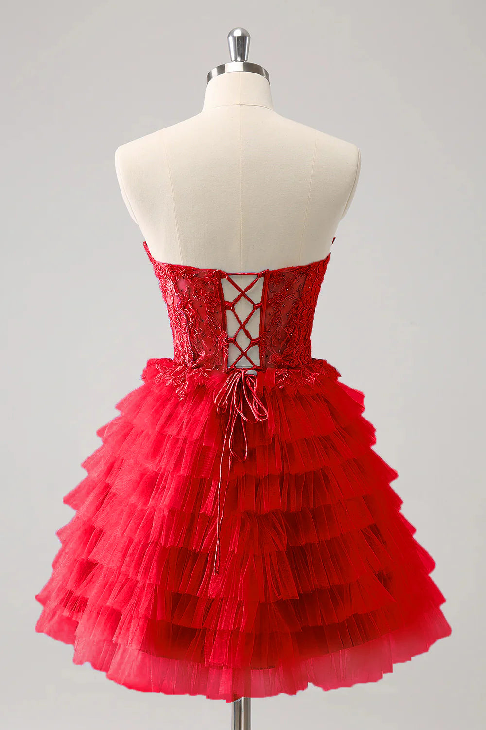 A-Line Sweetheart Corset Tulle Homecoming Dress with Lace