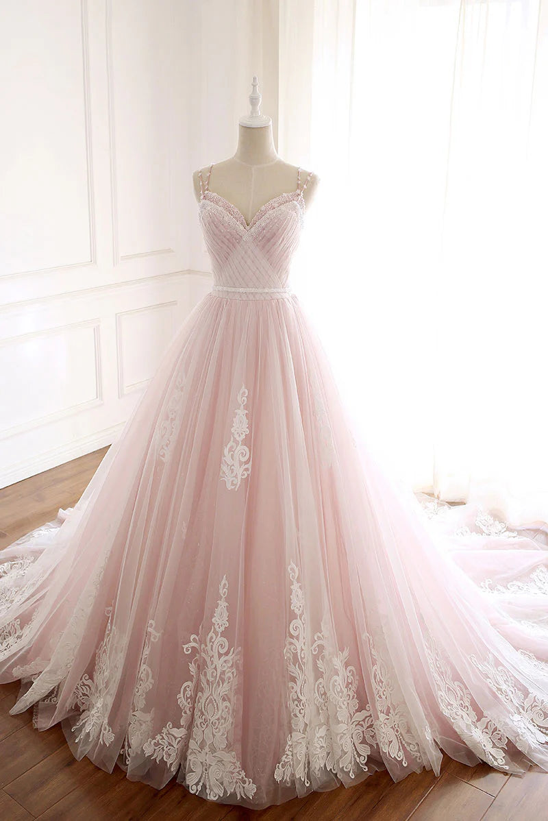 Sweetheart neck tulle long prom dress