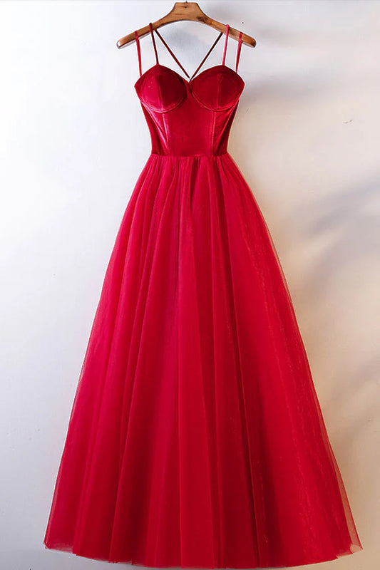Simple Tulle long prom dress