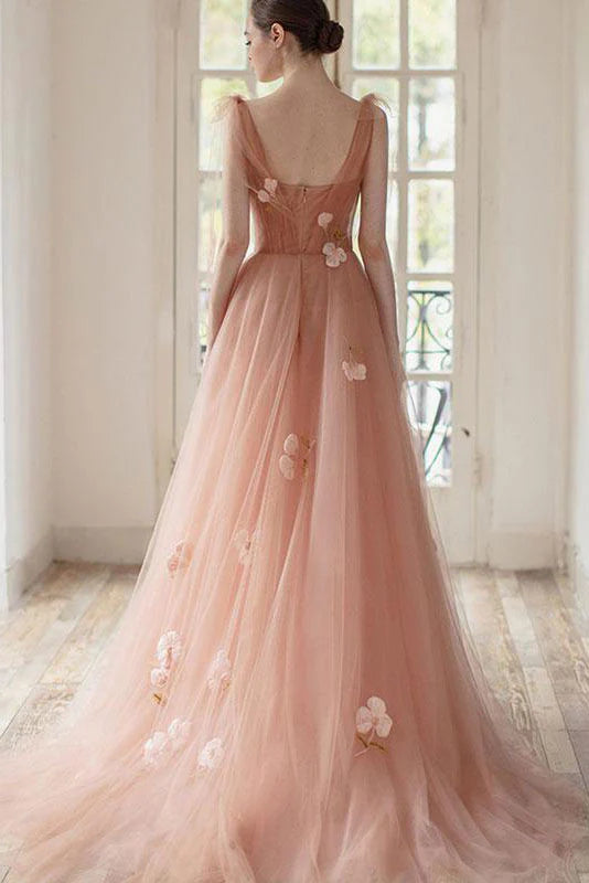 Tulle long prom dress