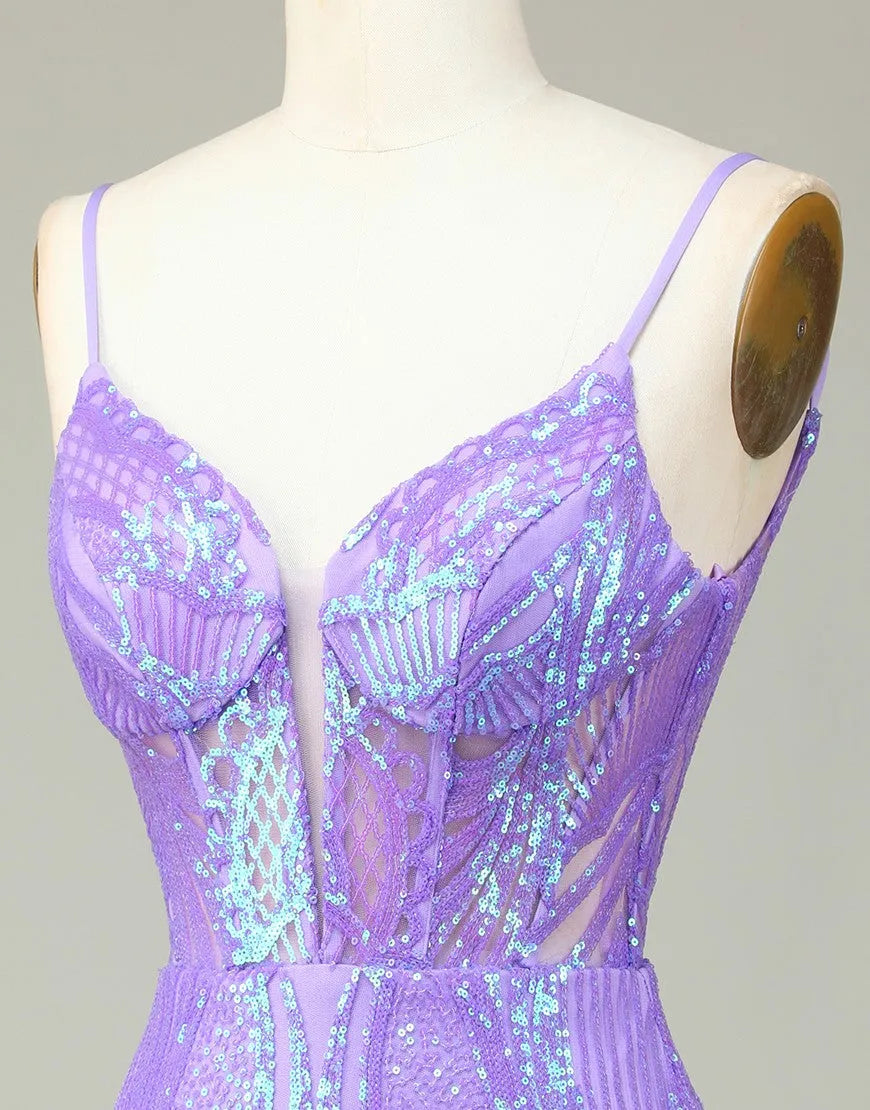 Gorgeous Corset Back Tight Glitter Homecoming Dress