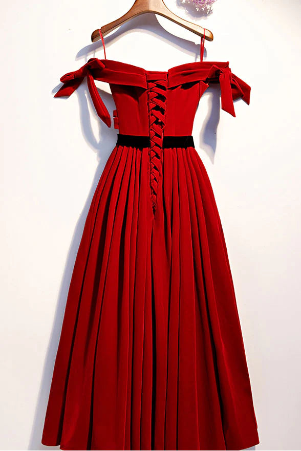 Simple tea Length prom dress