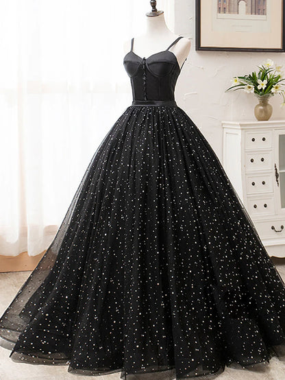 Langes Ballkleid mit Glitzer in A-Linie und V-Ausschnitt