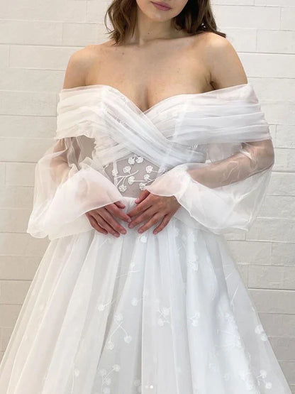 A Line Sweetheart Neck Lace White Prom Dress Lace Long Formal Dress Wedding Dresses