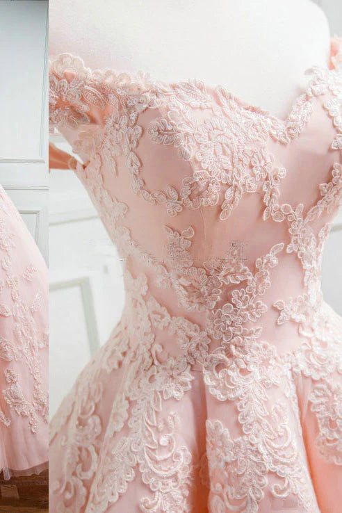 Sweetheart tulle lace long prom gown