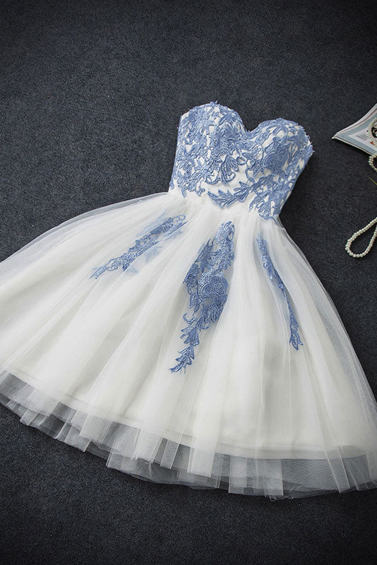 Sweetheart neck tulle short prom dress