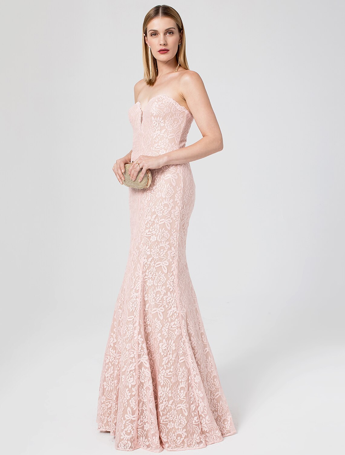 Vestido elegante de sirena/trompeta con espalda abierta, para fiesta, cóctel, graduación, escote corazón, sin mangas, largo hasta el suelo, con encaje