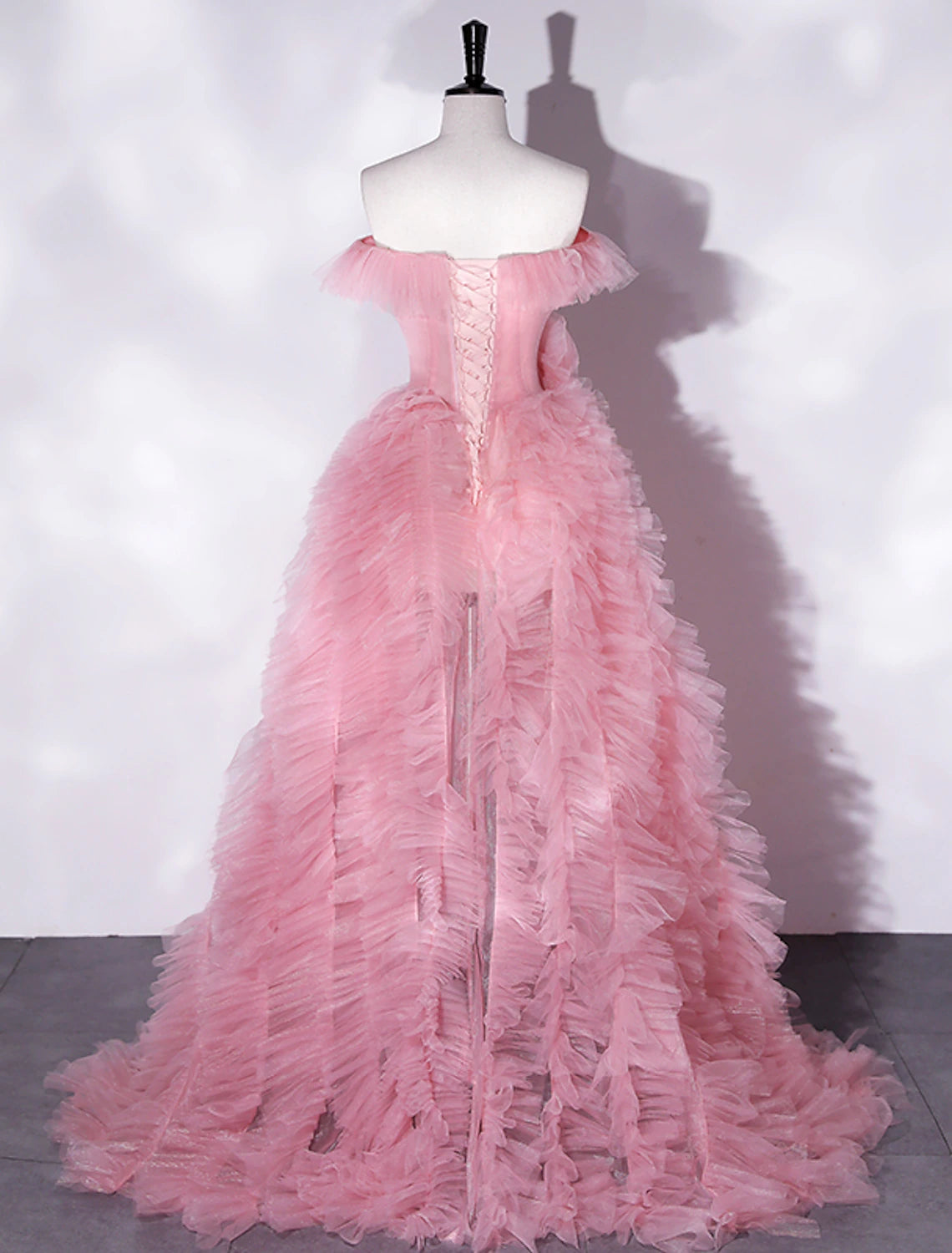 A-Line Prom Dresses Floral Dress Party Wear Wedding Party Asymmetrical Sleeveless Off Shoulder Tulle with Slit