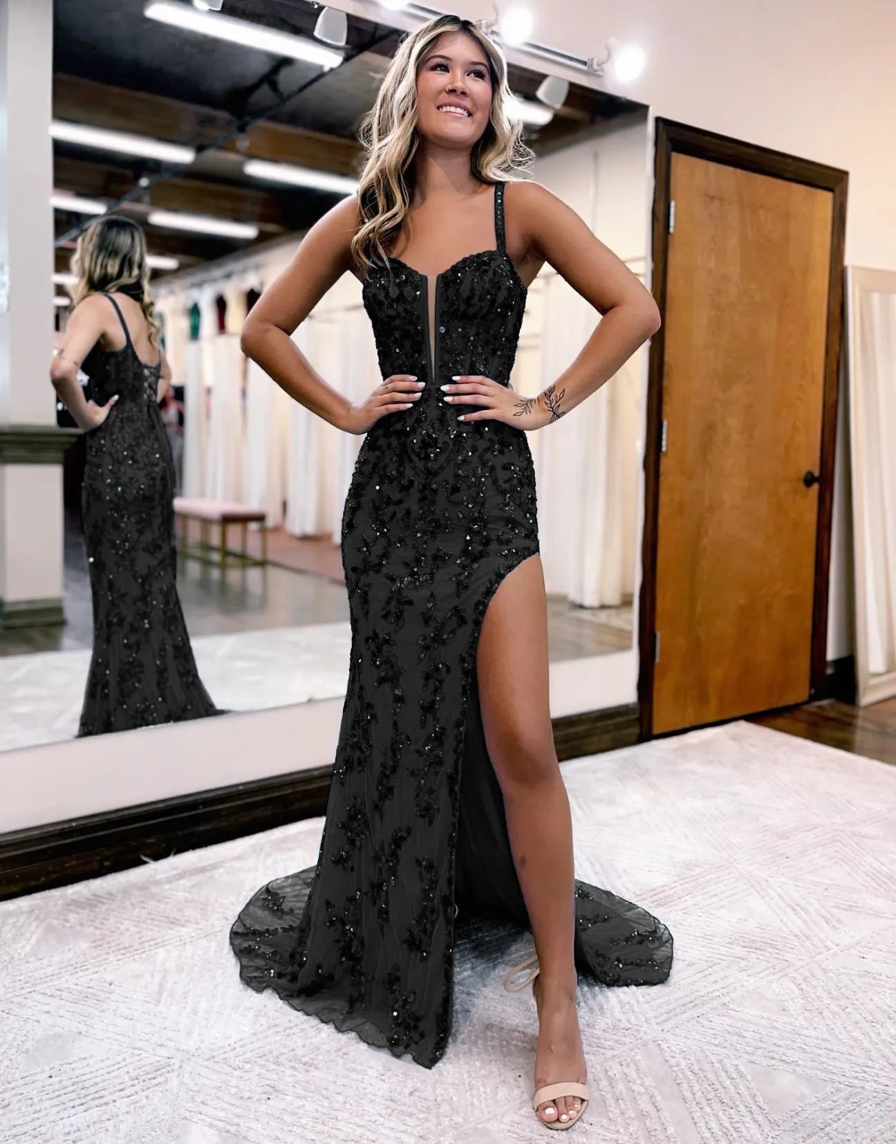 Sheath Corset Back Beading Prom Dress