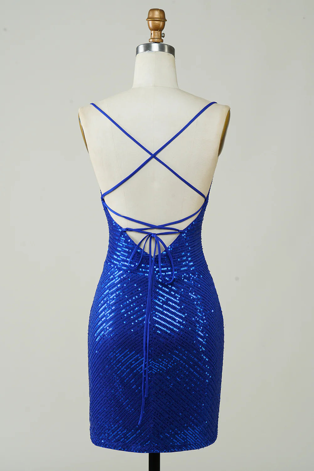 Sparkly Bodycon Spaghetti Straps Sequins Short Homecoming Dress