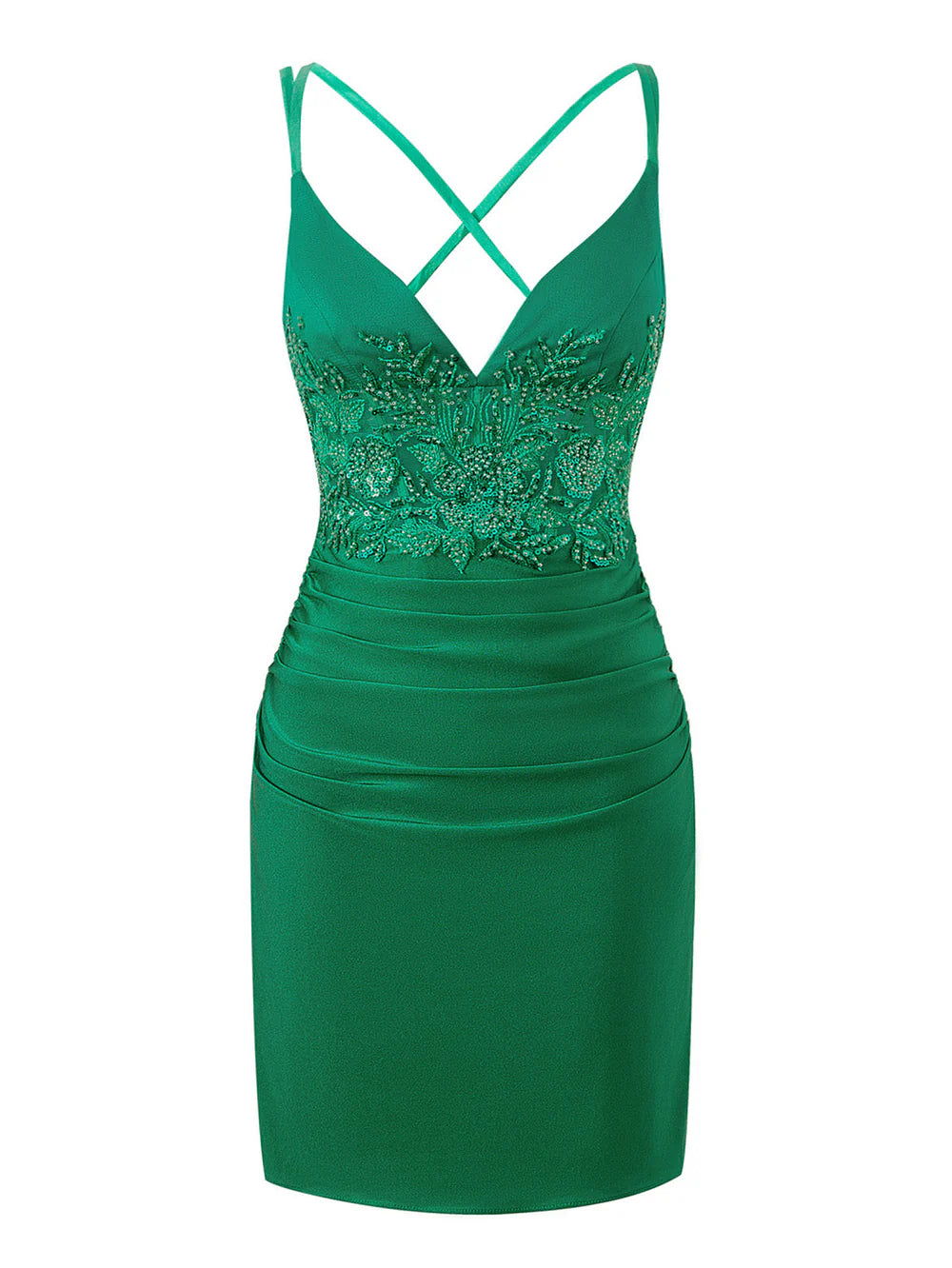 Vestido de fiesta de jersey con escote en V corto