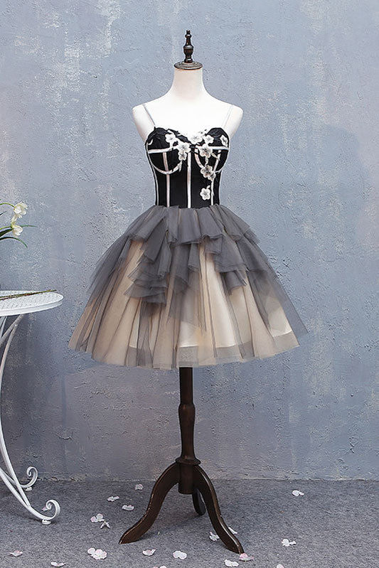 Sweetheart neck tulle short prom dress