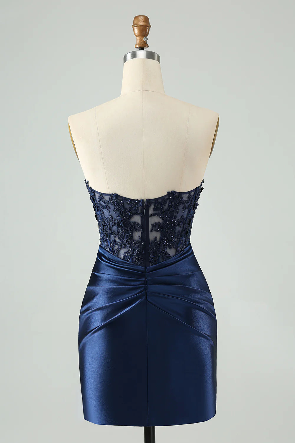 Sparkly Bodycon Strapless Hollow Out Homecoming Dress with Lace