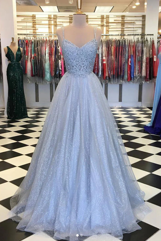 Sweetheart tulle lace long prom dress