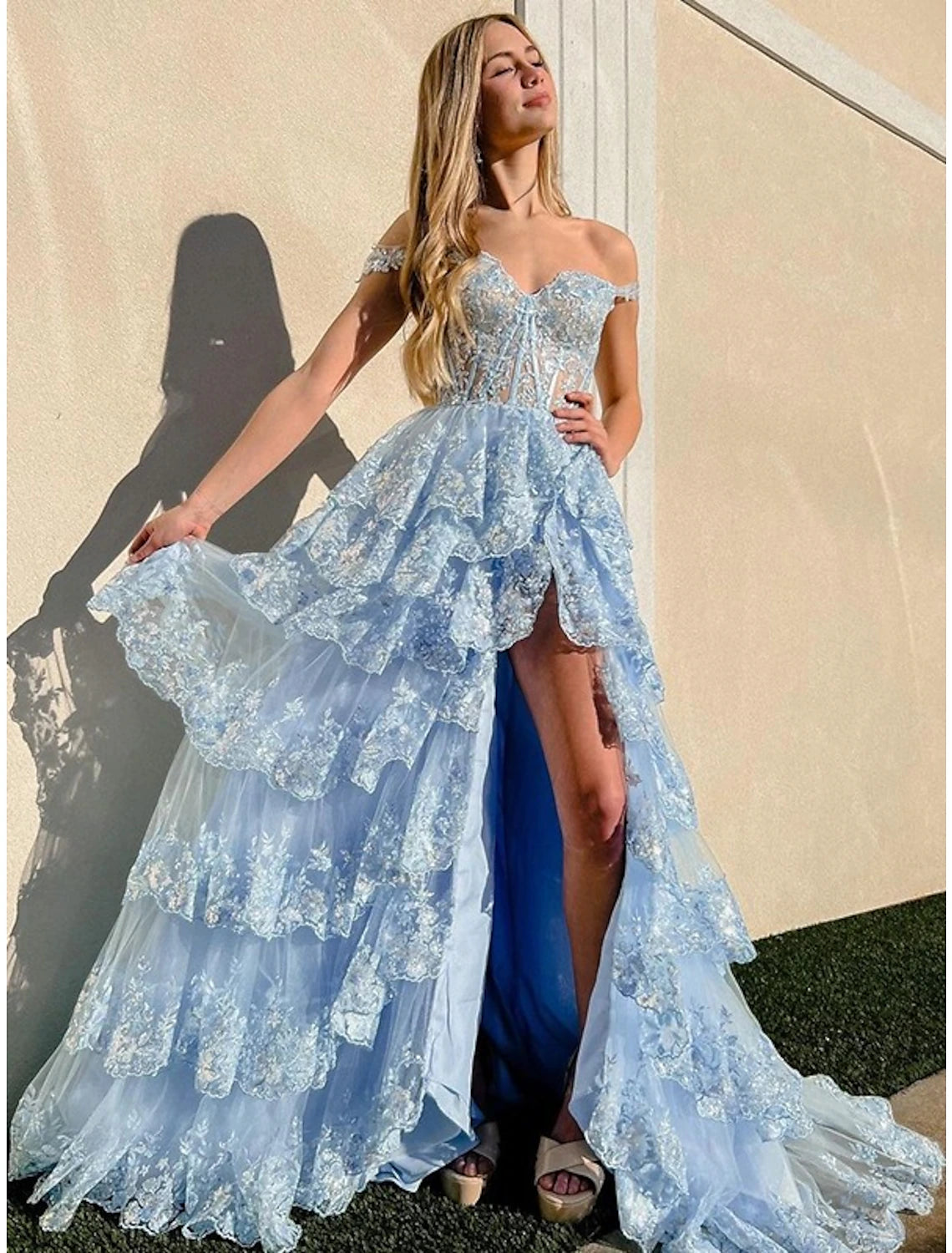 Vestidos de fiesta de sirena/trompeta, corsés, para invitados de boda, fiesta de noche, cola de corte, sin mangas, hombros descubiertos, tul con abertura de lentejuelas