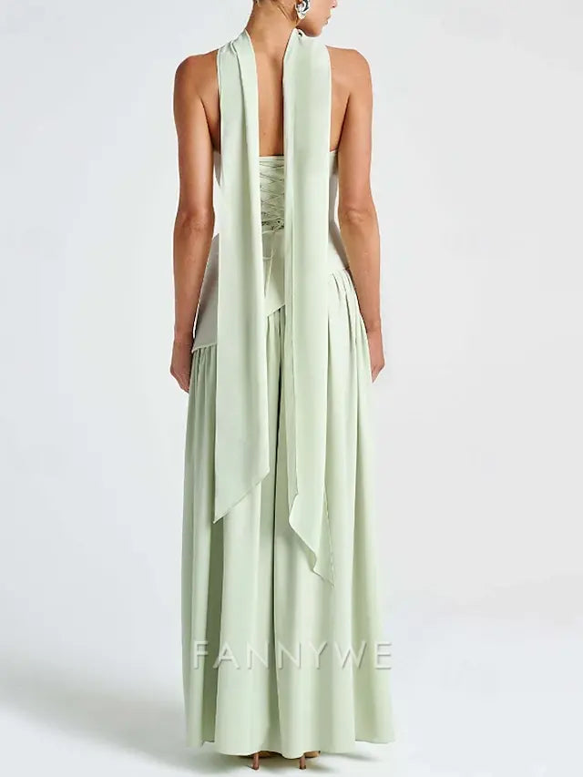 FannyWe Vestido Largo Sencillo para Mujer Vestido Maxi Vestido Blanco Vestido de Graduación Vestido de Fiesta Moda Fiesta Fiesta de Noche Salir Corte Regular Liso Sin Mangas Sin Tirantes Blanco Amarillo Vino Azul Marino Verano 