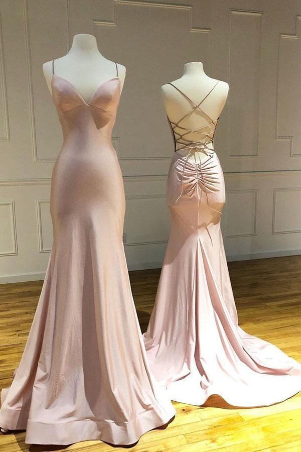 Mermaid Satin Criss Cross Long Prom Dress
