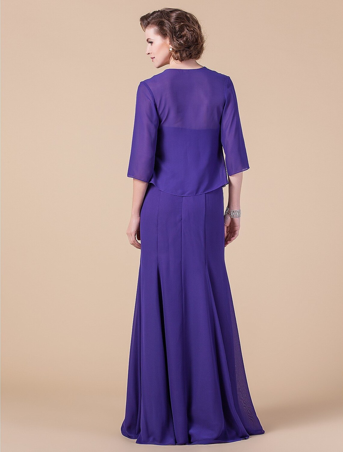 Mermaid / Trumpet Strapless Floor Length Chiffon Mother of the Bride Dress with Crystals / Draping