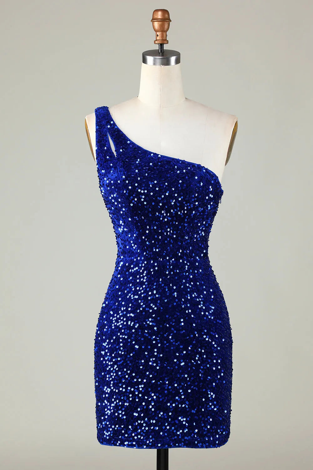 One Shoulder Glitter Sequin Homecoming Dress