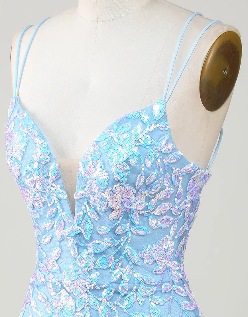 Spaghetti Straps Aqqliques Homecoming Dresses