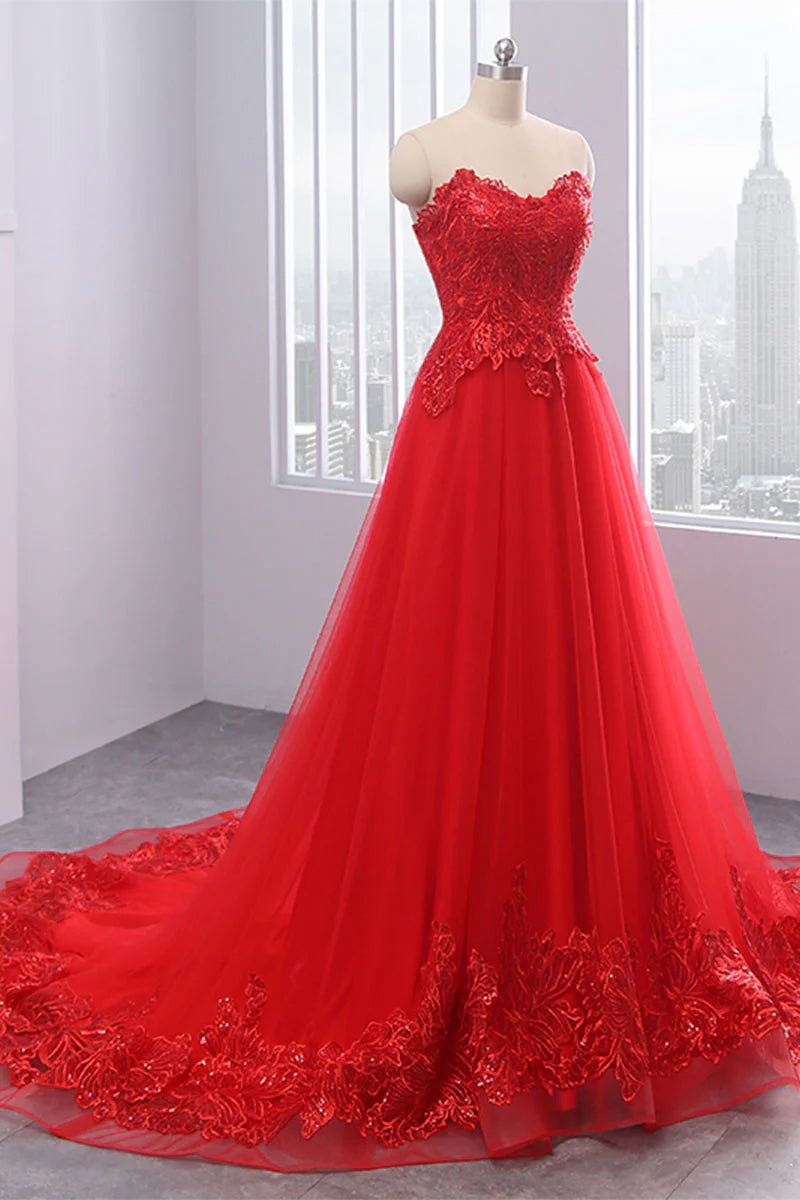 Lace tulle long prom dress