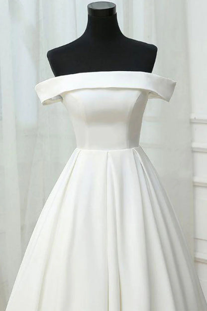 Simple satin long prom dress