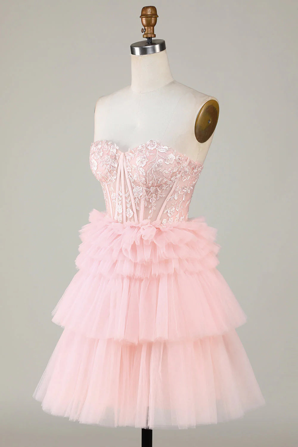 A-Line Sweetheart Corset Short Homecoming Dress with Ruffles