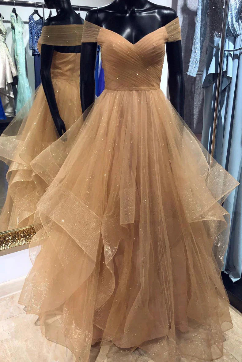 Sweetheart tulle long prom dress