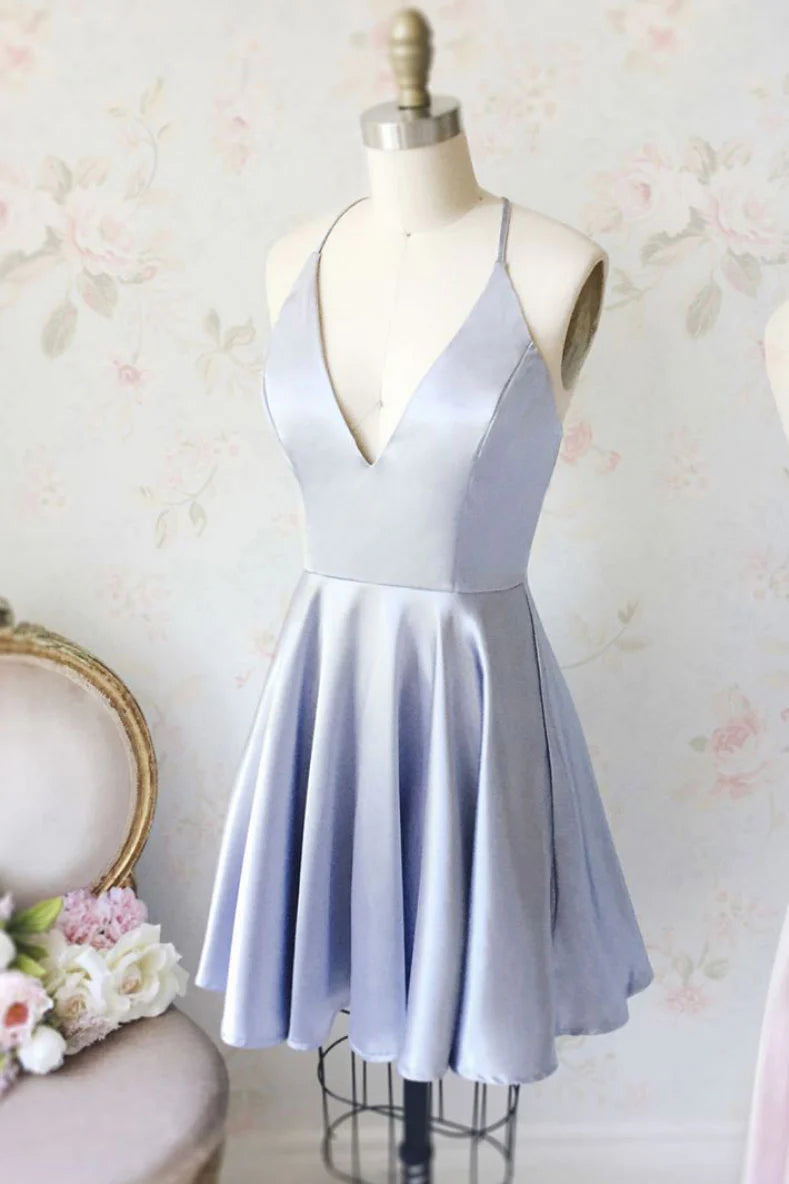V neck short prom dress