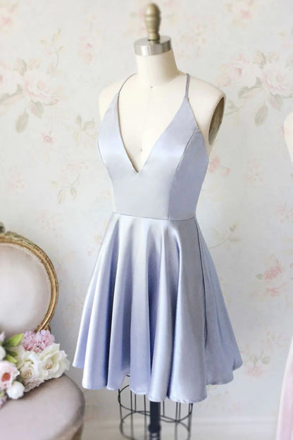 V neck short prom dress