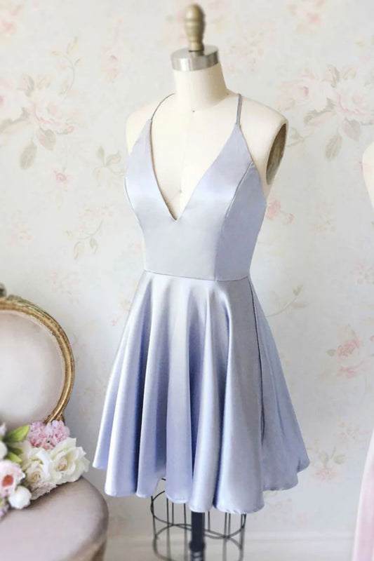 V neck short prom dress