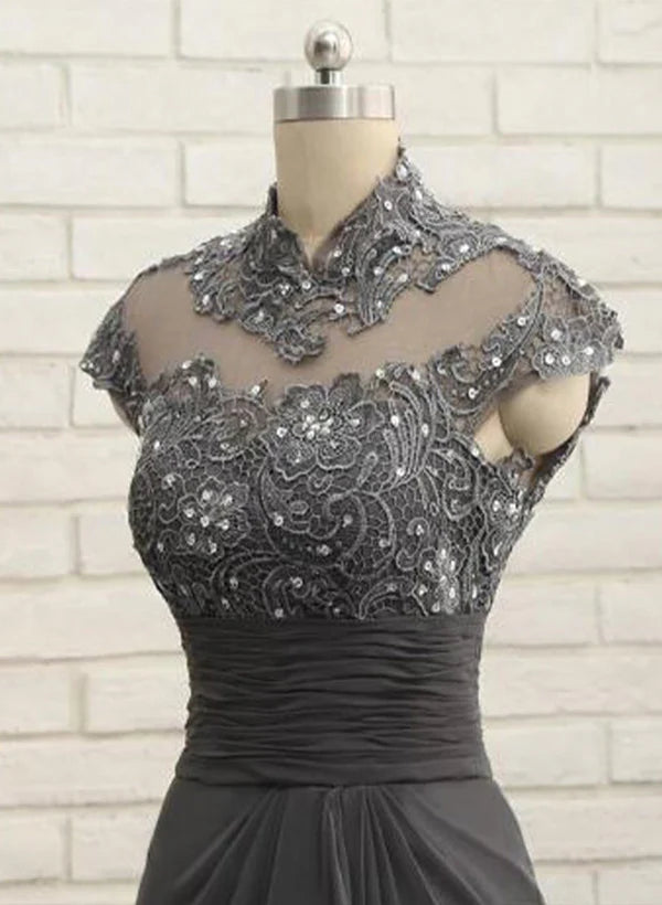 Sheath High Neck Floor Length Mother Of The Bride Dresses