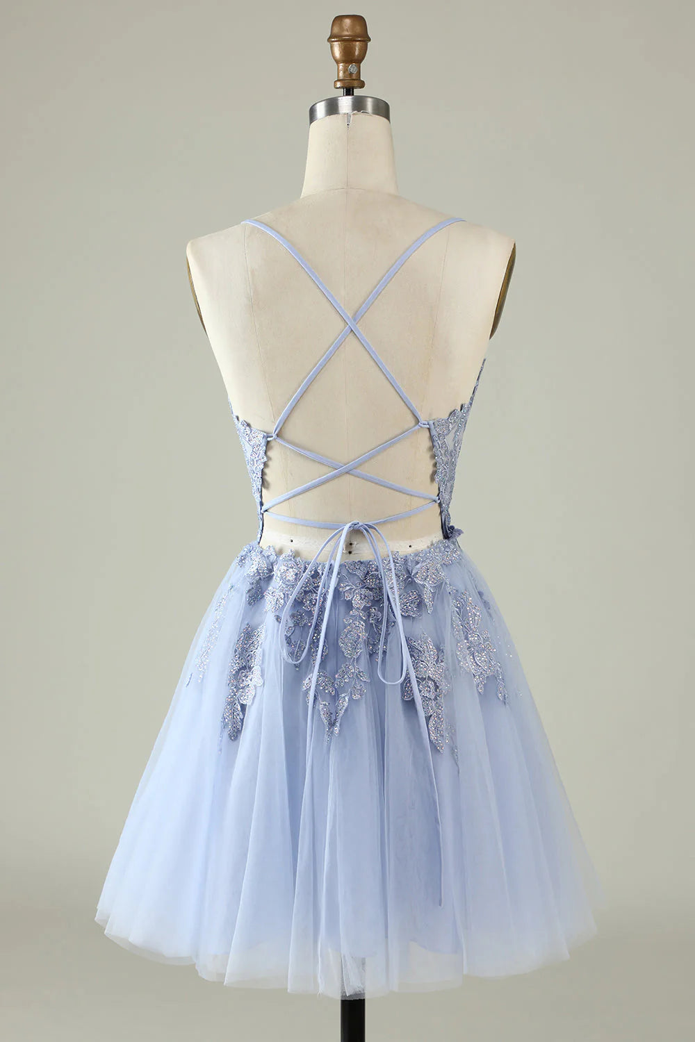 A Line Spaghetti Straps Short Homecoming Dress with Appliques