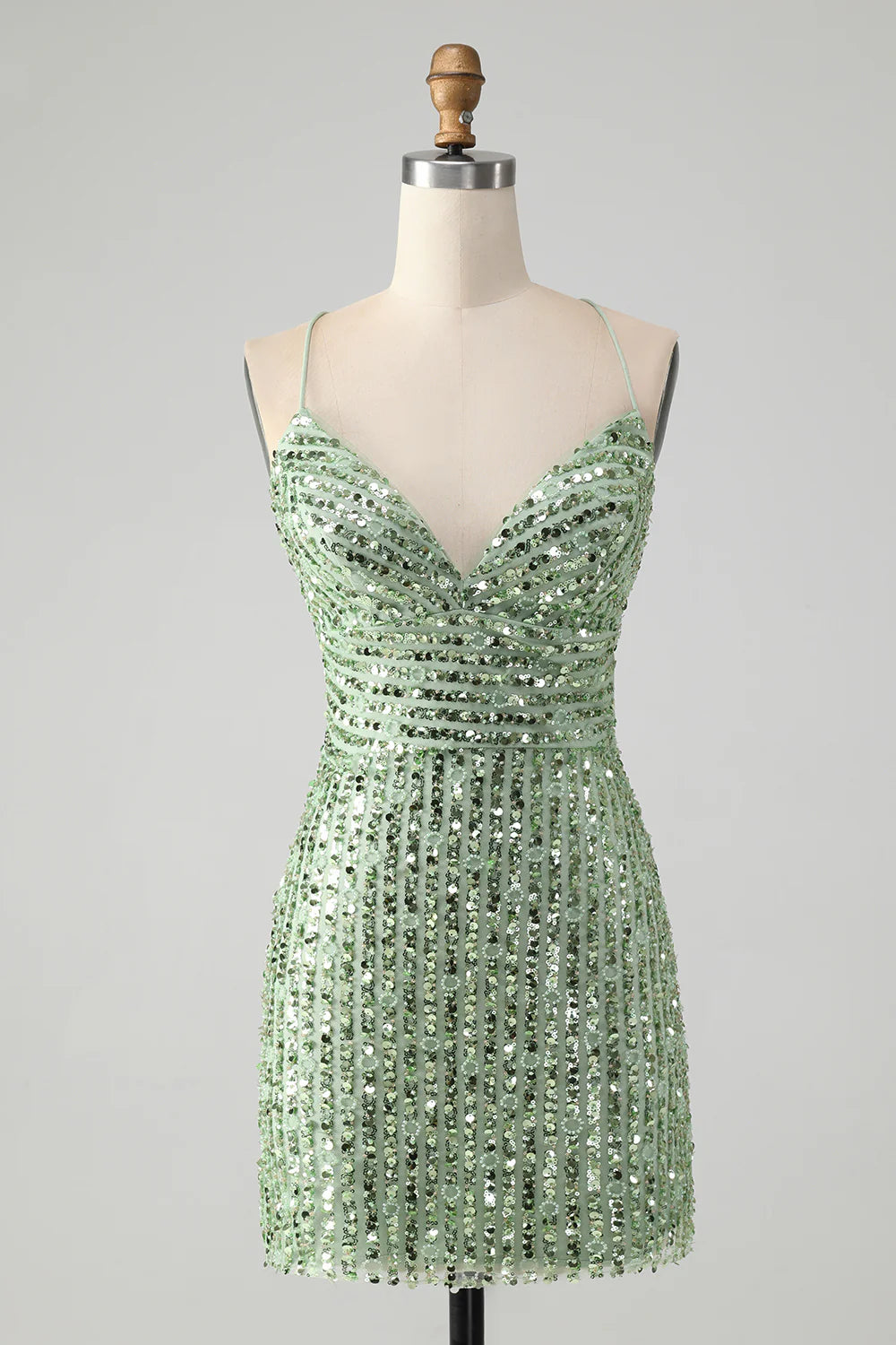 Sparkly Tight Sequins Short Homecoming Dress with Lace Up Back